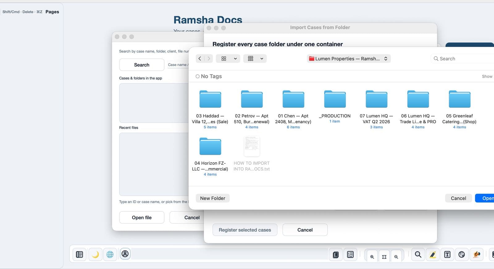 Choose the container folder